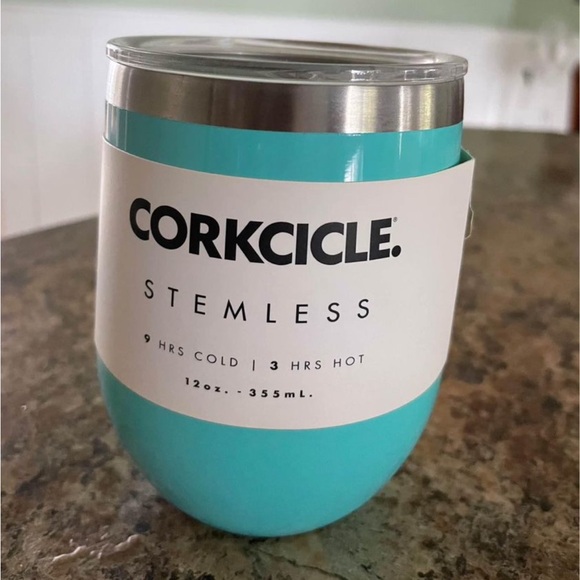 Corkcicle Stemless Stainless Steel Turquoise NEW - Picture 1 of 5